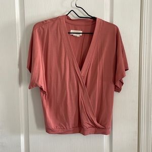 Anthropologies short sleeve faux wrap shirt